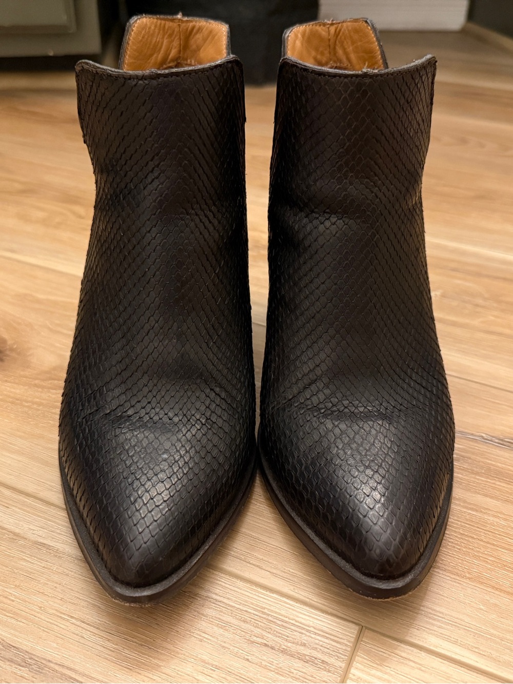 Lucchese Bootmaker- Alma Python Bootie in Chocolate